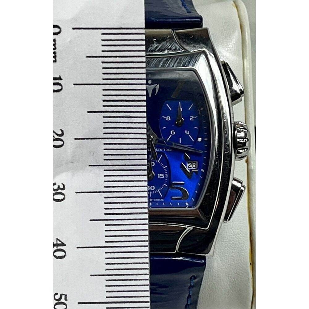 TechnoMarine Chronograph Blue Watch Technosquare TS29419 Blue Leather Band w Box - Picture 14 of 16